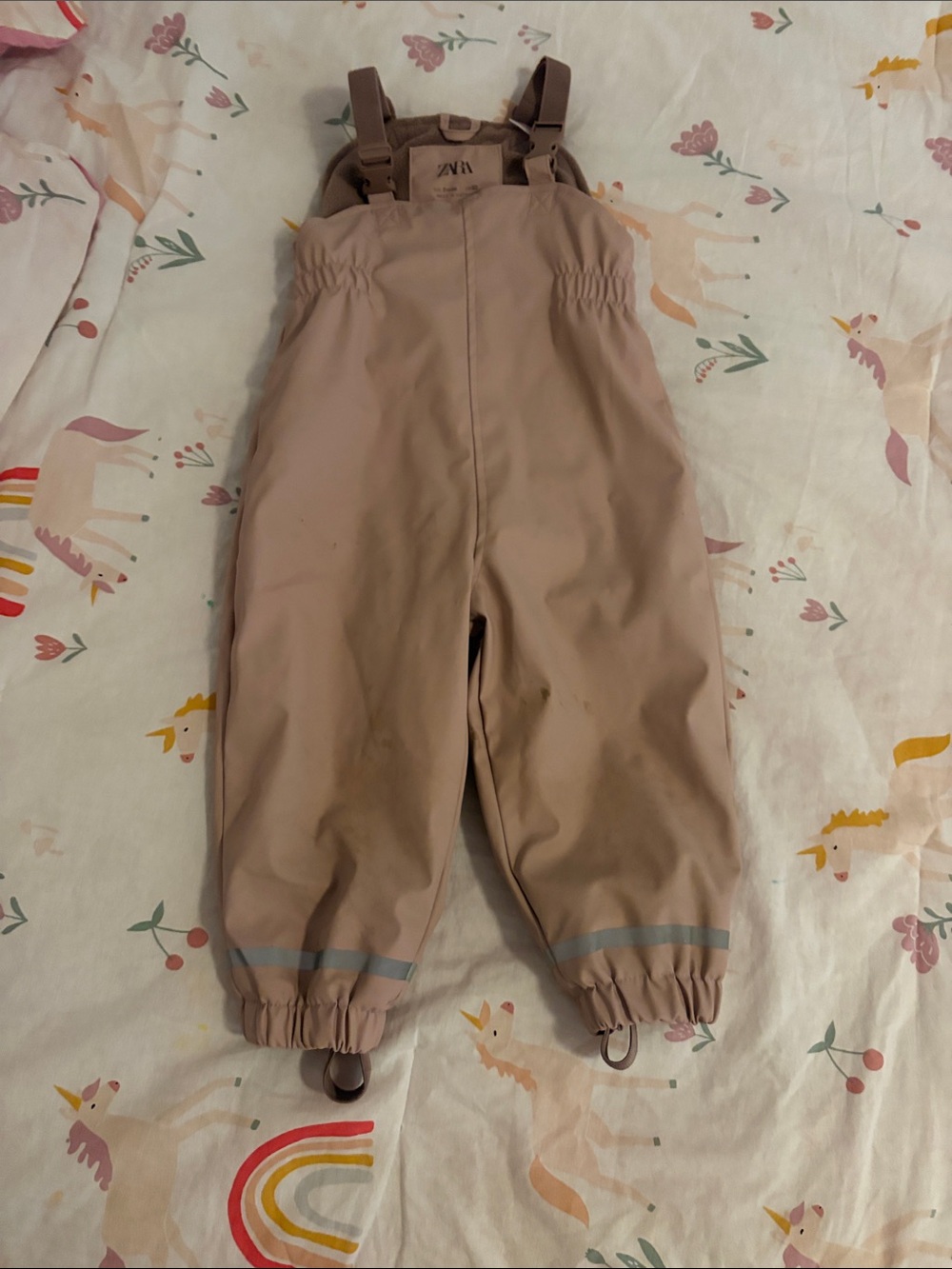 Zara Kids Taupe Overalls with Reflective Ankles